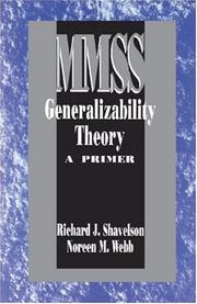 Cover of: Generalizability theory by Richard J. Shavelson