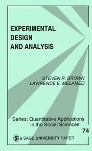 Cover of: Experimental design and analysis by Steven R. Brown