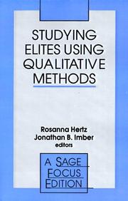 Cover of: Studying elites using qualitative methods by Rosanna Hertz, Jonathan B. Imber, editors.