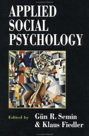 Cover of: Applied social psychology by edited by Gün R. Semin & Klaus Fiedler.