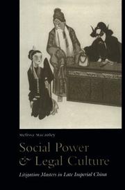 Cover of: Social power and legal culture: litigation masters in late imperial China