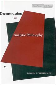 Cover of: Deconstruction as Analytic Philosophy (Cultural Memory in the Present)