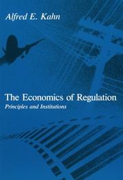 Cover of: The economics of regulation by Alfred E. Kahn