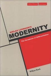 Cover of: Niklas Luhmann's Modernity: The Paradoxes of Differentiation (Cultural Memory in the Present)