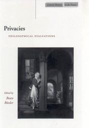 Cover of: Privacies: Philosophical Evaluations (Cultural Memory in the Present)