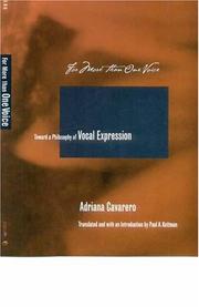 Cover of: For More than One Voice: Toward a Philosophy of Vocal Expression