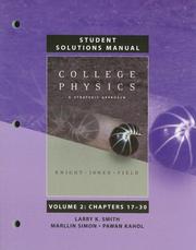 Cover of: Student Solutions Manual for College Physics: A Strategic Approach With Masteringphysics, Chapters 17-30