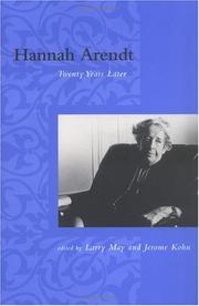 Cover of: Hannah Arendt: Twenty Years Later (Studies in Contemporary German Social Thought)