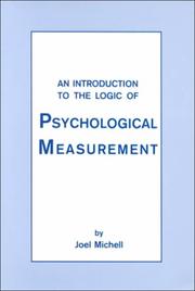 Cover of: An introduction to the logic of psychological measurement by Joel Michell