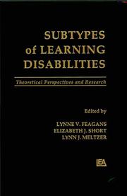 Cover of: Subtypes of Learning Disabilities: Theoretical Perspectives and Research