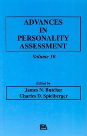 Cover of: Advances in Personality Assessment: Volume 10 (Advances in Personality Assessment)