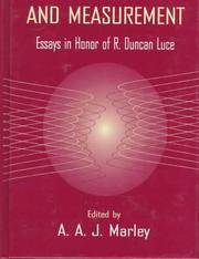 Cover of: Choice, decision, and measurement: essays in honor of R. Duncan Luce