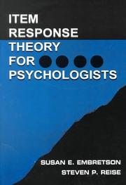 Cover of: Item Response Theory for Psychologists (Multivariate Applications Book Series.)