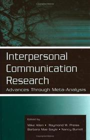 Cover of: Interpersonal Communication Research: Advances Through Meta-analysis (Lea's Communication Series)