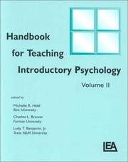 Cover of Handbook for teaching introductory psychology