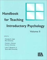 Cover of: Handbook for teaching introductory psychology by edited by Ludy T. Benjamin, Jr., Robert S. Daniel, Charles L. Brewer.