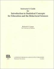 Cover of: Introduction to Statistical Concepts for Education and the Behavioral Sciences