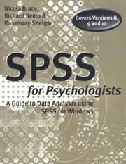 Cover of: SPSS for Psychologists by Nicola Brace, Richard Kemp, Rosemary Snelgar, Nicola Brace, Richard Kemp, Rosemary Snelgar