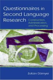 Cover of: Questionnaires in second language research by Zoltan Dörnyei