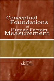 Cover of: Conceptual Foundations of Human Factors Measurement (Human Factors and Ergonomics)
