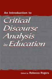 Cover of: An Introduction to Critical Discourse Analysis in Education
