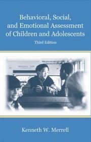Cover of: Behavioral, Social, and Emotional Assessment of Children and Adolescents by Kenneth Merrell, Kenneth W. Merrell