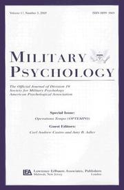 Cover of: Operations Tempo (Optempo): A Special Issue of Military Psychology