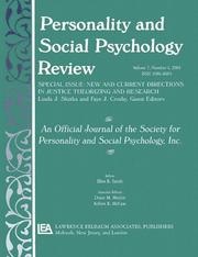 Cover of: New and Current Directions in Justice Theorizing and Research: A Special Issue of personality and Social Psychology Review (Personality and Social Psychology Review)