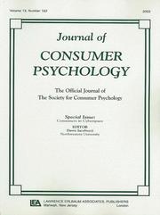Cover of: Consumers in Cyberspace: A Special Double Issue of the journal of Consumer Psychology (Journal of Consumer Psychology, Vol. 13, Number 1&2)