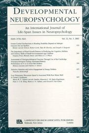 Cover of: The Neuropsychology of Developmental Dyslexia: A Special Issue of developmental Neuropsychology (Developmental Neuropsychology)