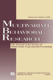 Cover of: Multivariate Behavioral Research