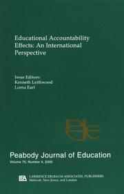 Cover of: Educational Accountability Effects: An International Pespective: A Special Issue of the Peabody Journal of Education (The Peabody Journal of Education)