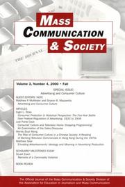 Cover of: Advertising and Consumer Culture: A Special Issue of Mass Communication & Society (Mass Communication & Society Special Edition)