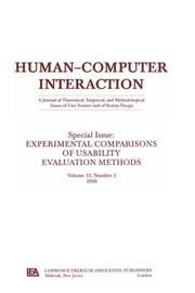 Cover of: Experimental Comparisons of Usability Evaluation Methods: A Special Issue of Human-Computer Interaction