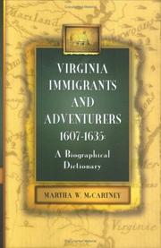 Cover of: Virginia Immigrants and Adventurers: A Biographical Dictionary, 1607-1635