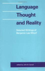 Cover of: Language, Thought, and Reality by Benjamin Lee Whorf