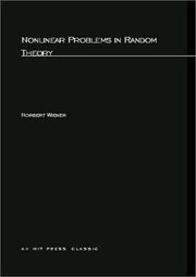 Cover of: Nonlinear Problems in Random Theory (Technology Press Research Monographs)