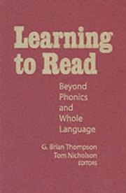 Cover of: Learning to read by edited by G. Brian Thompson and Tom Nicholson ; foreword by Celia Genishi and Dorothy Strickland.