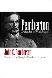 Cover of: Pemberton: Defender of Vicksburg