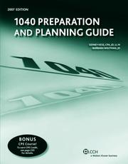 Cover of: 1040 Preparation and Planning Guide (2007) (Preparation and Planning) by Sidney Kess, Barbara Weltman