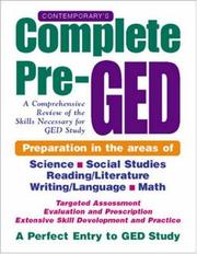 Cover of: Contemporary's complete pre-GED: a comprehensive review of the skills necessary for GED study