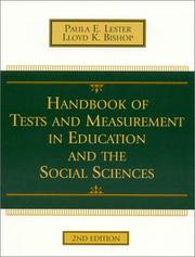 Cover of: Handbook of tests and measurement in education and the social sciences by Paula E. Lester