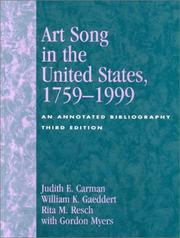 Cover of: Art song in the United States, 1759-1999 by Judith E. Carman