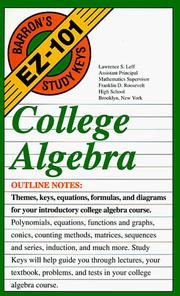 Cover of: College algebra by Lawrence S. Leff