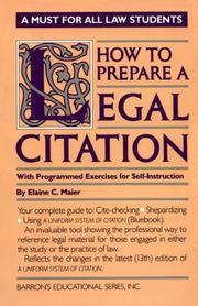 Cover of: How to prepare a legal citation