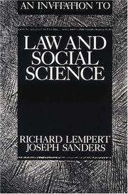 Cover of: An Invitation to Law and Social Science (Law in Social Context)