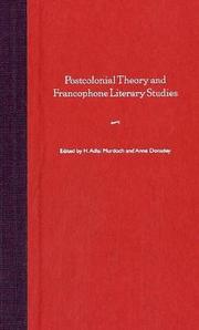 Cover of: Postcolonial Theory And Francophone Literary Studies