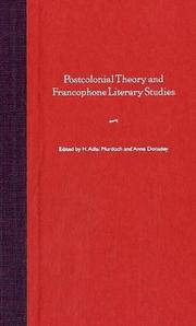 Cover of: Postcolonial Theory And Francophone Literary Studies by 