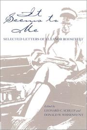 Cover of: It seems to me: selected letters of Eleanor Roosevelt