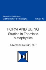 Cover of: Form And Being: Studies in Thomistic Metaphysics (Studies in Philosophy and the History of Philosophy)